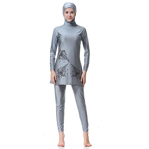 WSPACE Bañador Musulmán Burkini Musulman Traje de Baño para Mujer Conservador Ropa de Playa Islámico Burkini Swimwear Ropa Musulmana con Hijab 3 Piezas