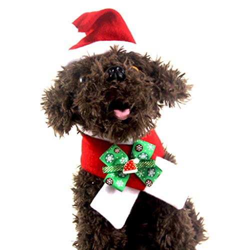 WT-DDJJK Bufanda del Sombrero del Animal doméstico, 2Pcs Pet Ajustable Navidad Sankt Sombrero Bufanda Set Xmas Cosplay Collar Pajarita