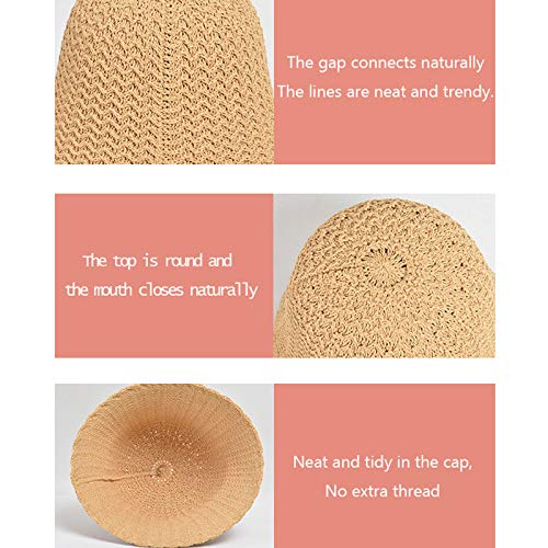WT9 Sombreros para el Sol para Mujer Sombrero de Paja Flexible de ala Corta Plegable,Sombrero para el Sol Tejido a Mano Protección UV Accesorios de Playa,Negro