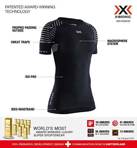 X-Bionic M/C Invent Round Neck Camiseta, Mujer, Negro, XS