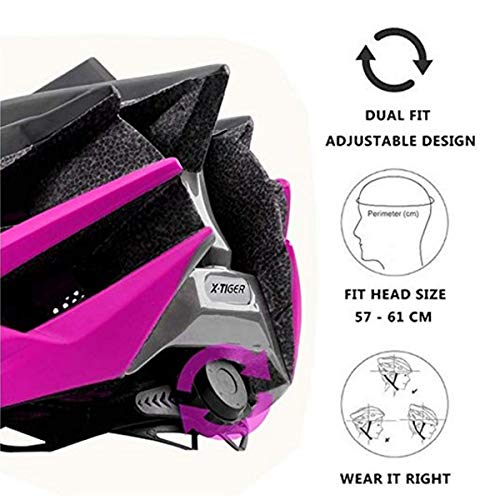 X-TIGER Bicicleta Casco Adulto Unisexo con Certificado CE,Visera y Forro Desmontable Especializado para Ciclismo de Montaña (Rosa)