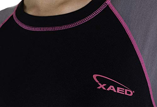 XAED - Camiseta térmica de esquí para mujer, Negro (Black/Anthracite/Fuchsia), M