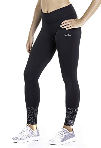 XAED - Pantalón largo de running para mujer (negro, grande)