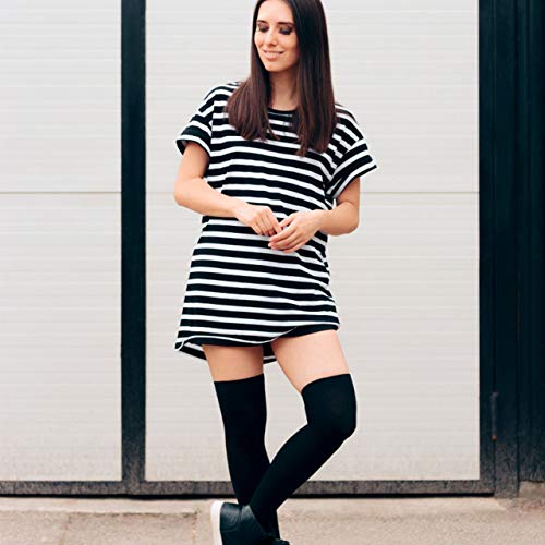 XDDIAS Calcetines Altos de Muslo, 3 Pares Calcetines Hasta la Rodilla Apto Elasticidad Calcetines Largos para Mujeres