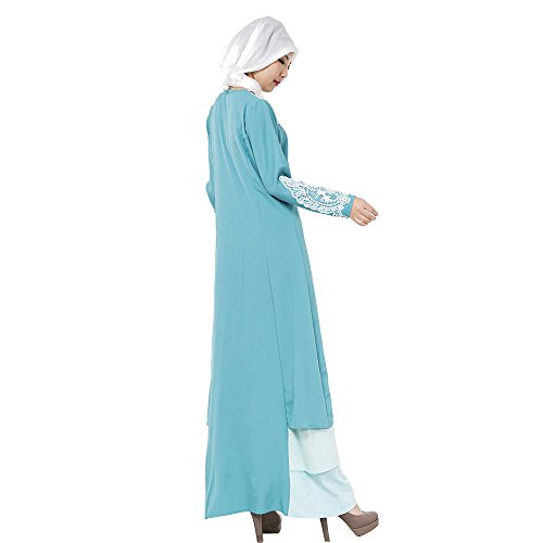 XFentech Mujeres Elegante Moda Empalme de Color Vestido de Musulmán Árabe Túnica Manga Larga Largos Maxi Caftán Vestidos
