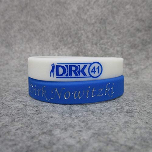 Xi-Link Solitario automovilística Alemana Nº 41 Mavericks Dirk Nowitzki campaña de firmas Pulsera de Silicona Pulsera de la Firma (Color : White, Size : 19CM)