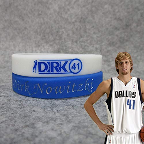 Xi-Link Solitario automovilística Alemana Nº 41 Mavericks Dirk Nowitzki campaña de firmas Pulsera de Silicona Pulsera de la Firma (Color : White, Size : 19CM)