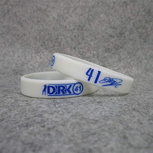 Xi-Link Solitario automovilística Alemana Nº 41 Mavericks Dirk Nowitzki campaña de firmas Pulsera de Silicona Pulsera de la Firma (Color : White, Size : 19CM)