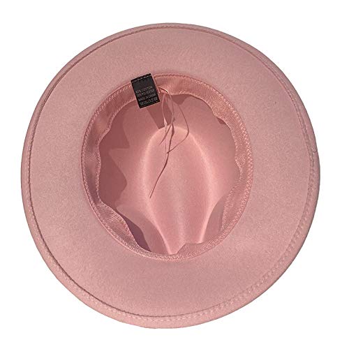 Xiang Ru Sombreros Fedora de fieltro de ala ancha para hombres y mujeres, 2 piezas de cuero extraíble y banda de perlas, Mujer, XR0526-20012AB, rosa, Talla única