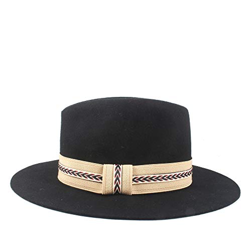 Xiang Ye De las Mujeres otoño Invierno 2019 Sombrero Dayan Mao Sombrero de los Hombres de Lana de poliéster Sombrero de Fedora Iglesia (Color : Black, Size : 56-58cm)