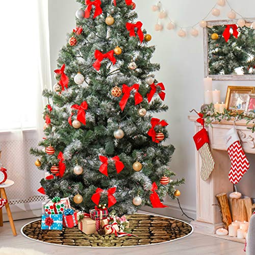 XiangHeFu Falda de árbol de Navidad para decoración navideña Festiva de 35,4 Pulgadas / 90 cm, patrón sin Costuras de Roca de Piedra Abstracta