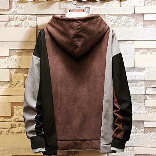XIAOYAO Hombre Sudadera con Capucha Deportiva Manga Hoodie Casual Camisa de Entrenamiento (Marrón, 4XL)