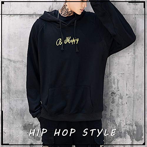 XIAOYAO Hombre Sudadera con Capucha Deportiva Manga Larga Hoodie Casual Camisa de Entrenamiento (M, Negro)