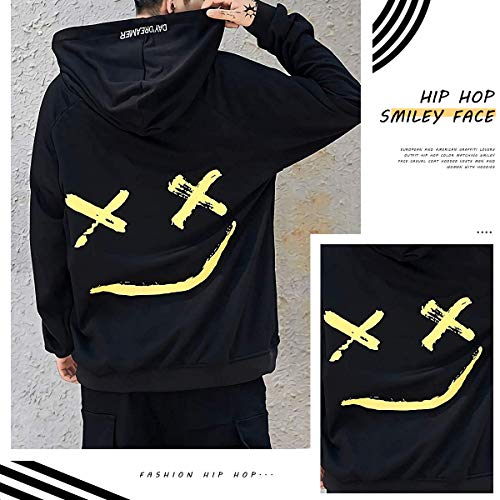 XIAOYAO Hombre Sudadera con Capucha Deportiva Manga Larga Hoodie Casual Camisa de Entrenamiento (M, Negro)
