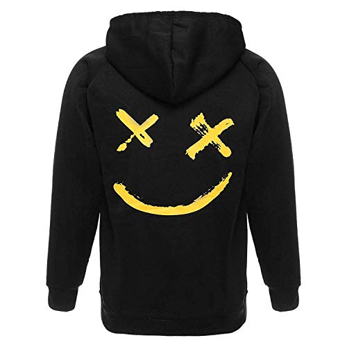 XIAOYAO Hombre Sudadera con Capucha Deportiva Manga Larga Hoodie Casual Camisa de Entrenamiento (M, Negro)