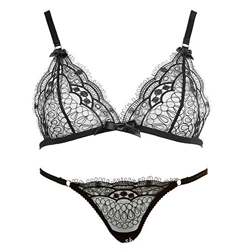XIEWEICHAO Conjunto de sujetador transparente Lencería sexy extremadamente tentadora Sujetador fino de mujer Lady Lace Song (Size : S)