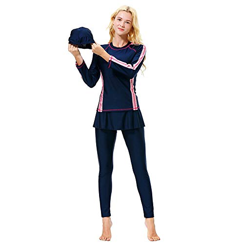 Xingsiyue Bañador Musulmán - Madre e Hija 3 Piezas Ropa de Playa Modesto Islámicos Burkini Traje de Baño UPF 50+ Secado Rápido Ropa de Natación Traje de Surf