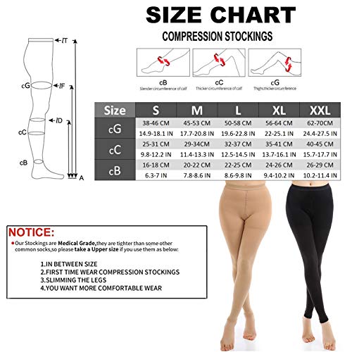Xingsiyue Calcetines de Compresión para Mujeres Pantimedias con Compresión Médicas Clase II Pantys de Soporte Graduado