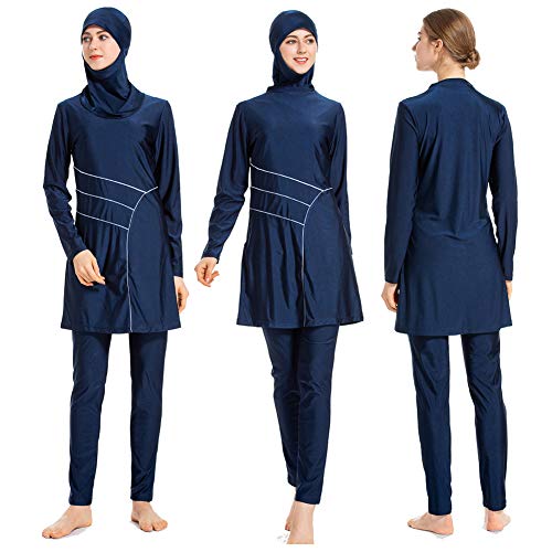 Xingsiyue Traje de Baño Musulmán Islámico - Burkini Conservador Mujer Traje de Baño Hijab Conjuntos de 3 Piezas