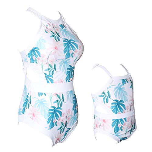 Xinvivion Madre Hija Floral Impreso Bikini a Juego - Dos Piezas Traje De Baño Retro + Diadema Traje De Baño Traje De Baño De La Familia Ropa De Playa De Verano