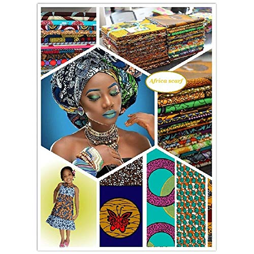 Xinvivion Mujeres Africanas Imprimen Turbante - la Venda del Pelo de la Diadema Del Pañuelo en la Cabeza del Algodón Tribal Tradicional Envuelve la Cabeza