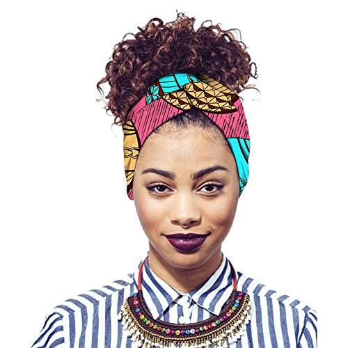 Xinvivion Mujeres Africanas Imprimen Turbante - la Venda del Pelo de la Diadema Del Pañuelo en la Cabeza del Algodón Tribal Tradicional Envuelve la Cabeza