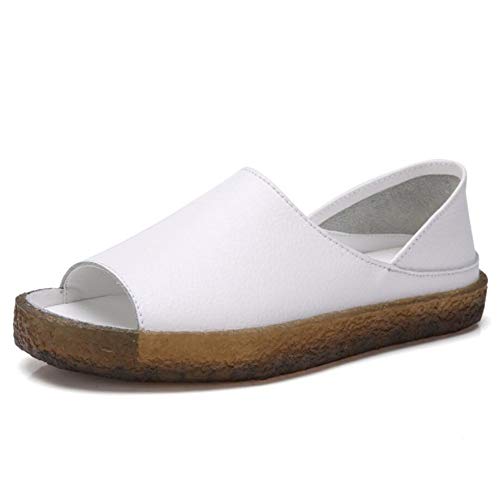 XL_nsxiezi Sandalias de Cuero para Mujer Zapatillas Zapatos de Madre, 41, Blanco