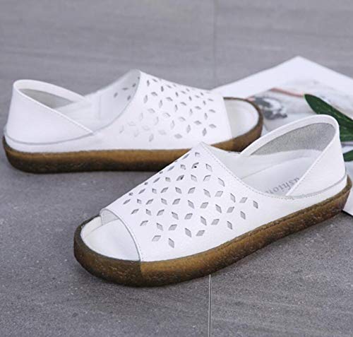 XL_nsxiezi Sandalias de Mujer Transpirables de Cuero, Zapatos Madre, 39, Blanco.