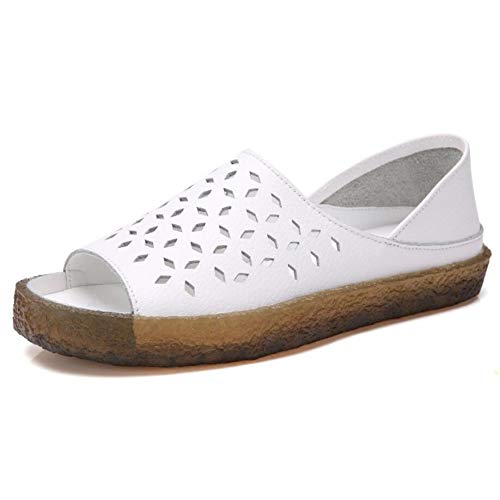 XL_nsxiezi Sandalias de Mujer Transpirables de Cuero, Zapatos Madre, 39, Blanco.
