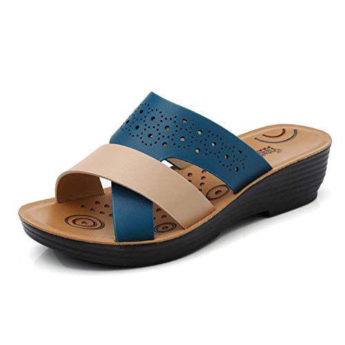 XL_nsxiezi Zapatillas para Mujer Sandalias Zapatos para Madres Calzado Blando, 36, Azul