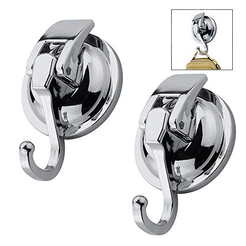 XLKJ 2 Piezas Ganchos Adhesivos Fuerte, Ganchos Ventosas de Acero Inoxidable Vacío Resistente 5KG, para Colgar Toallas Pared Puerta Ropa Cocina Baño