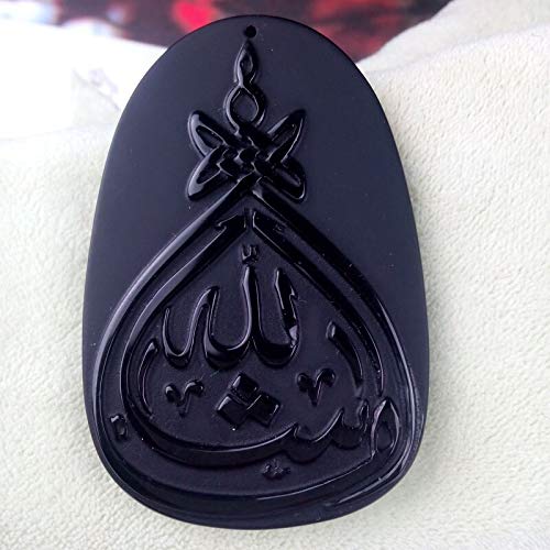 xtszlfj Obsidiana Natural Tallado religión Musulmana Allah Bendiga Colgante de Alivio Que Hombres y Mujeres Usan con Collar para joyería de Regalo
