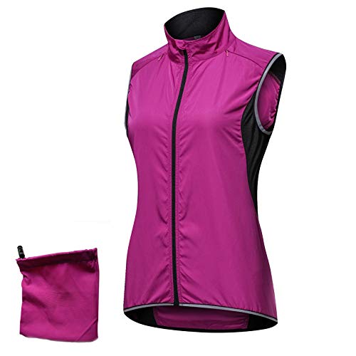 XYXYMM Chaleco De Ciclismo para Mujer, Chaleco Reflectante para Bicicleta,Chaleco Reflectante Impermeable, Transpirable, A Prueba De Viento Y Transpirable para Bicicleta,Púrpura,M