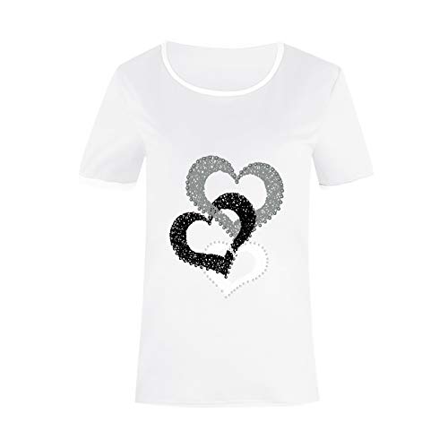 YANFANG Camiseta De Manga Corta Suelta con Cuello Redondo Y Estampado Informal A La Moda para Mujer, Blusa Superior, Jersey Camisetas Mujer Raya Blusas Tops FiestaLWhite