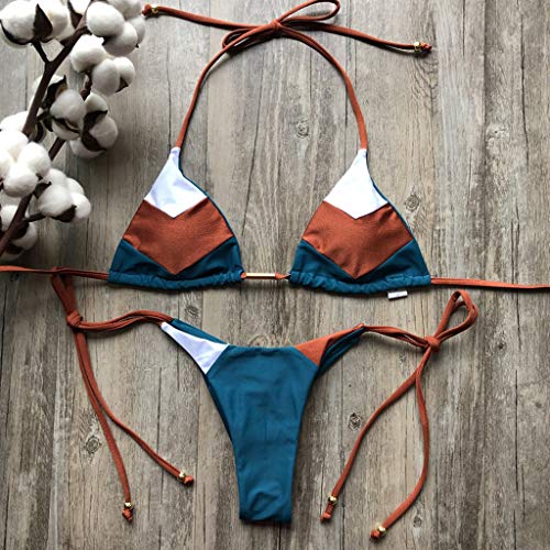 YANFANG Conjunto de Bikini Sexy para Mujer con Estampado Caliente, Traje de baño Deportivo, Traje de baño con Relleno,Ropa de Playa Triangulo Tanga Bikini Set