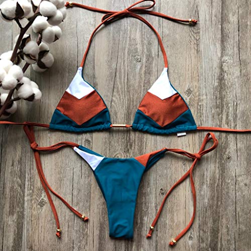 YANFANG Conjunto de Bikini Sexy para Mujer con Estampado Caliente, Traje de baño Deportivo, Traje de baño con Relleno,Ropa de Playa Triangulo Tanga Bikini Set