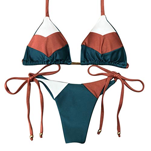 YANFANG Conjunto de Bikini Sexy para Mujer con Estampado Caliente, Traje de baño Deportivo, Traje de baño con Relleno,Ropa de Playa Triangulo Tanga Bikini Set