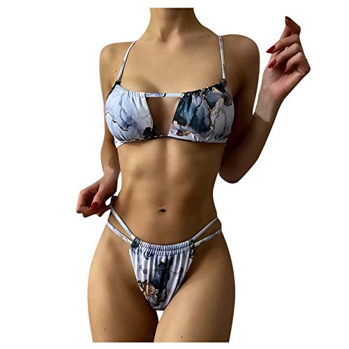YANFANG Mujeres Bandeau Bandage Bikini Set Push-Up Traje de baño brasileño Ropa de Playa Traje de baño,Push Up Bikini Traje de baño de Tanga de Cintura Baja Trajes de baño Adecuado Viajes Playa