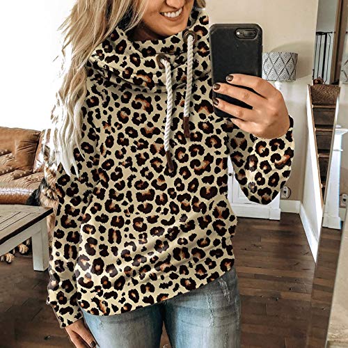 YANFANG Sudadera con Capucha de Mujeres, Otoño Invierno Casual Sport Star Leopard Prints Pullover,Baratas Jersey Casual Camiseta Otoño Invierno Sudaderas Blusa Tops Pullover,