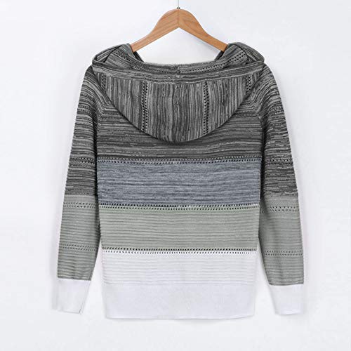 YANFANG Sudadera con Capucha para Mujer de Punto Invierno Casual de Color sólido con Cuello en v Manga Larga suéter Blusa Tops Sweatshirt Invierno