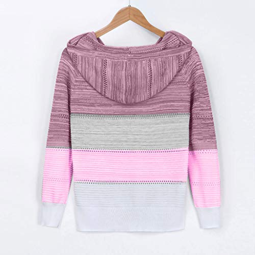 YANFANG Sudadera con Capucha para Mujer de Punto Invierno Casual de Color sólido con Cuello en v Manga Larga suéter Blusa Tops Sweatshirt Invierno