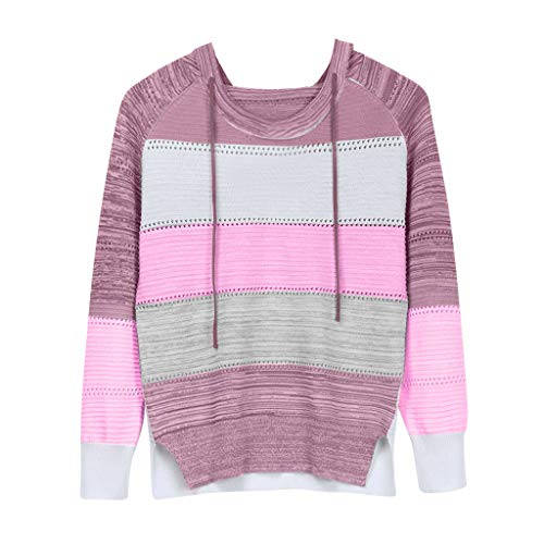 YANFANG Sudadera con Capucha para Mujer de Punto Invierno Casual de Color sólido con Cuello en v Manga Larga suéter Blusa Tops Sweatshirt Invierno