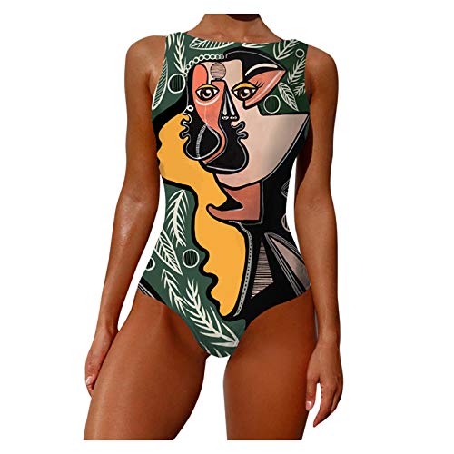 YANFANG Traje de baño de Verano Bikini de una Pieza para Mujer Traje de baño conciso Atractivo,Ropa de Playa Tanga Mujer Push up brasileños Playa Mujer Braga Bikini,Green,S