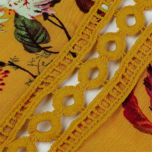 YANFANG Vestido para Mujer Bohemi Floral Largo Maxi,Vestido Holgado De Ocio, Fiesta Noche Mini Playa Tirantes,Amarillo,S/M/L/XL