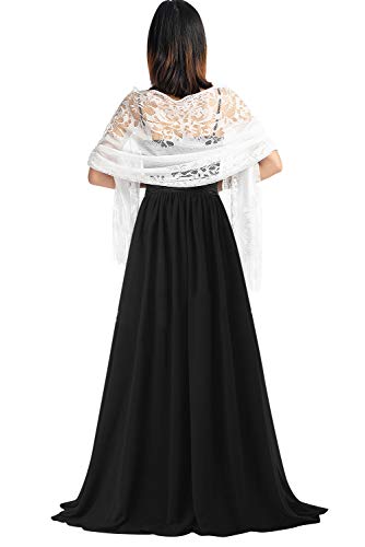 YAOMEI Mujer Bufanda Chales Estolas, Encaje hueco Verano Mantón Estolas Fulares Bufanda Pañuelo bodas nupcial bridemaids Ropa de noche partido (78.7 * 24.8 pulgadas (200cm * 63cm), Blanco)
