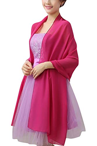 YAOMEI Mujer Bufanda Chales Estolas Gasa, Mujer Mantón Estolas Fulares Bufanda Pañuelo bodas nupcial bridemaids Ropa de noche partido (76.8 * 43.3 pulgadas (195cm * 110cm), Rose)