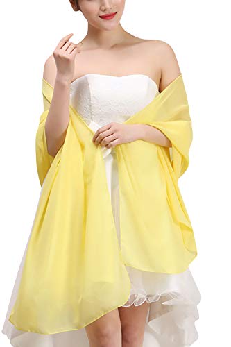 YAOMEI Mujer Bufanda Chales Estolas Gasa, Mujer Mantón Estolas Fulares Bufanda Pañuelo bodas nupcial bridemaids Ropa de noche partido (76.8 * 43.3 pulgadas (195cm * 110cm), Amarillo)