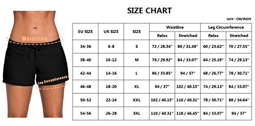 Yavero Shorts de Baño Mujer Bañador Short Deportes Acuáticos Shorts de Natación Secado Rápido Bikini Short Cortos con Cordón Ajustables Gris M