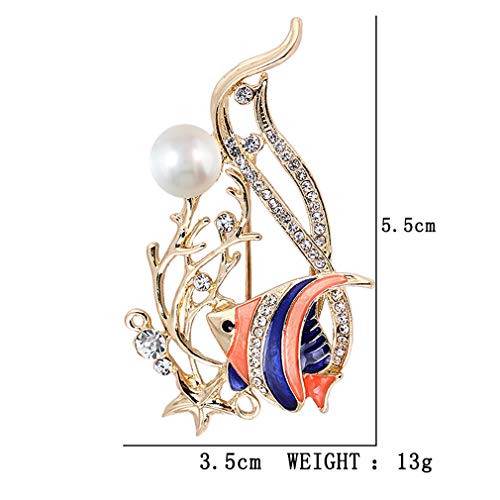 YAZILIND Lujoso Broche alfiler Tropical Peces pedrería pecique de pechugla Mujeres Ropa de Corsage Accesorios de Fiesta joyería