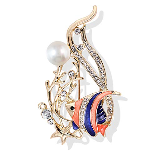 YAZILIND Lujoso Broche alfiler Tropical Peces pedrería pecique de pechugla Mujeres Ropa de Corsage Accesorios de Fiesta joyería